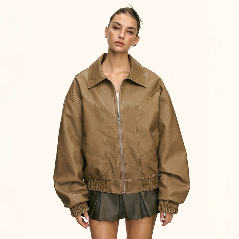 Rhea Tan Oversized Zip Jacket