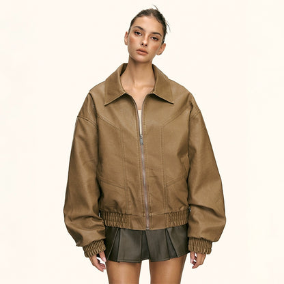 Rhea Tan Oversized Zip Jacket