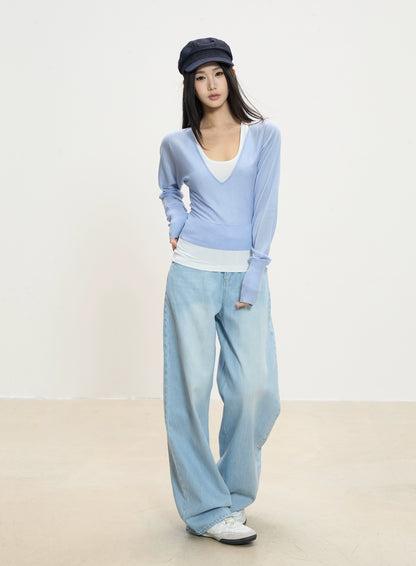 Luna Deep V-Neck Knit Top
