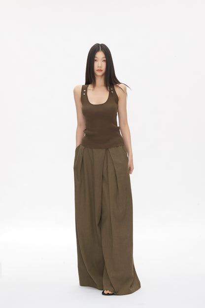 Kael Ribbed Button Tank