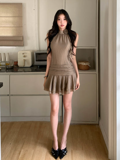 Lina Ruffled Halter Dress