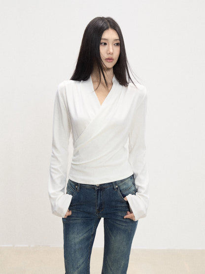 Mina Wrap Front Knit Top