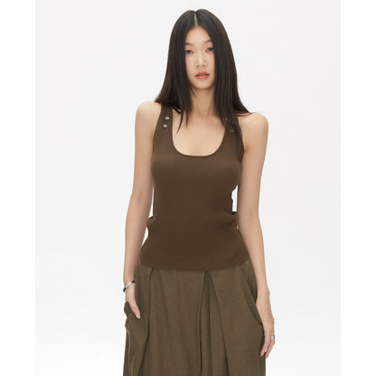 Kael Ribbed Button Tank