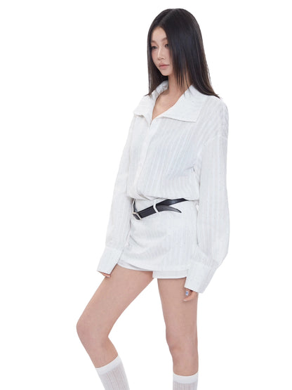 Sera Classic Striped Shirt & Mini Skirt Set