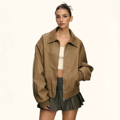 Rhea Tan Oversized Zip Jacket