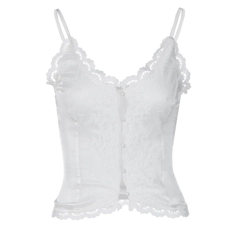 Lace Bloom Front-Tie Camisole
