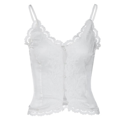 Lace Bloom Front-Tie Camisole