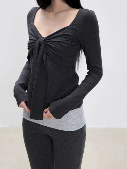 Aila Front Tie Knit Top
