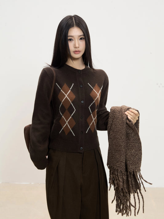 Argyle Knit Cardigan