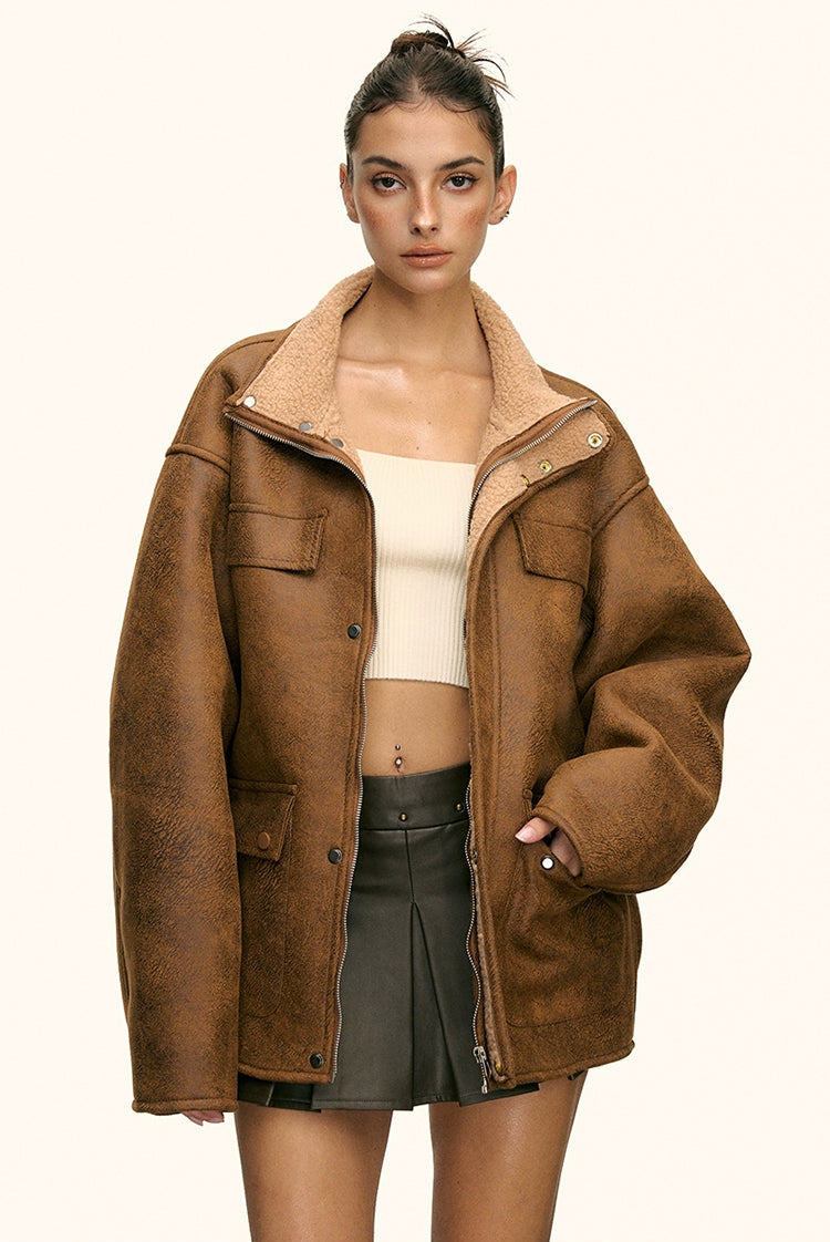 Sable Oversized Shearling Jacket