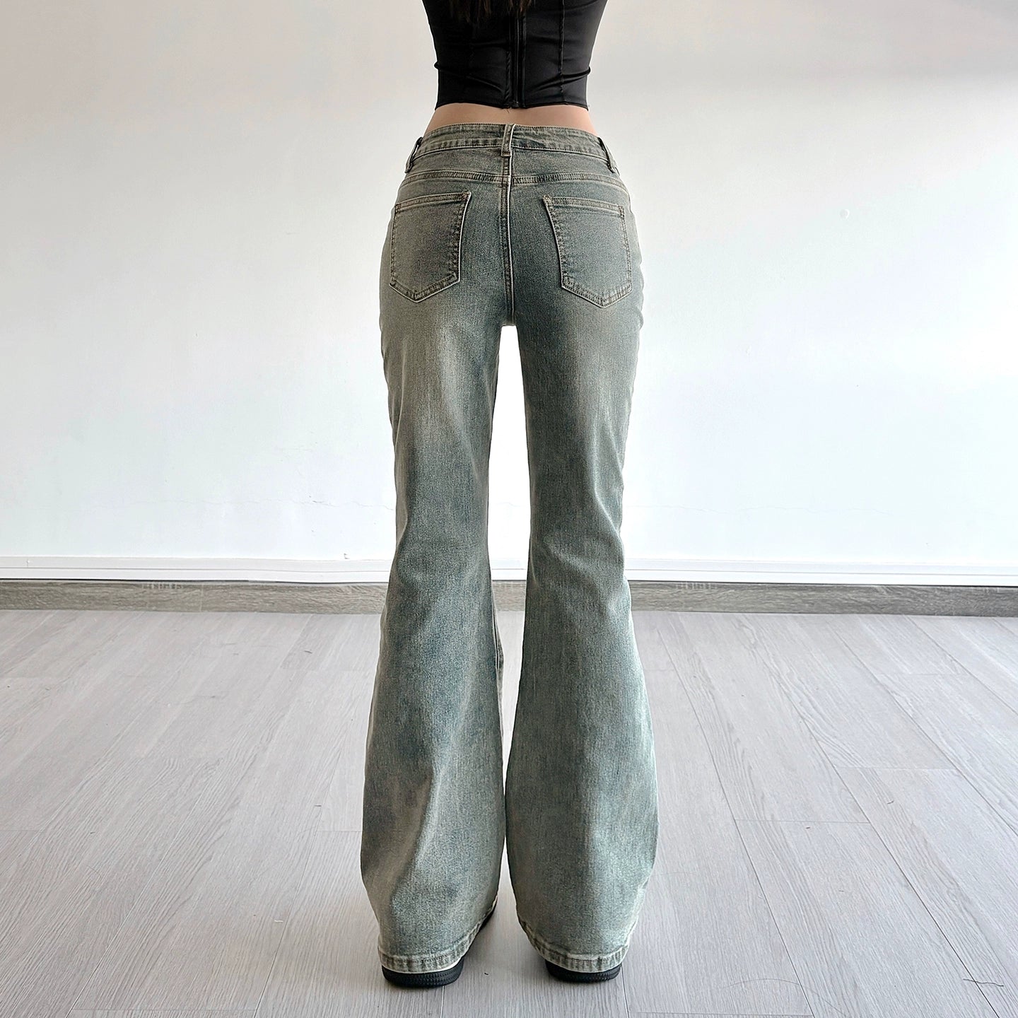 Whisper Bloom Low-Rise Embroidered Flare Jeans