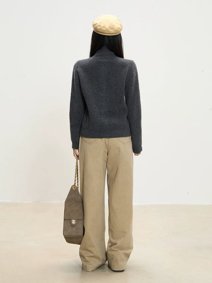 Rhea Button Detail Wide-Leg Pants