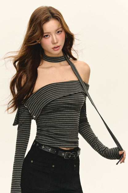 Leah One Shoulder Long Sleeve T-Shirt