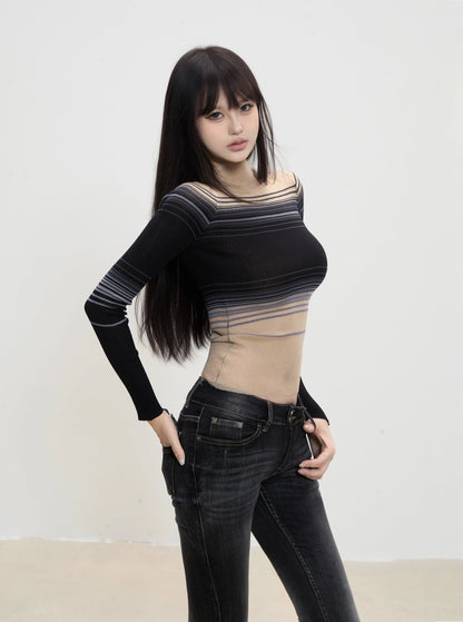 Aria Sheer Gradient Knit Top