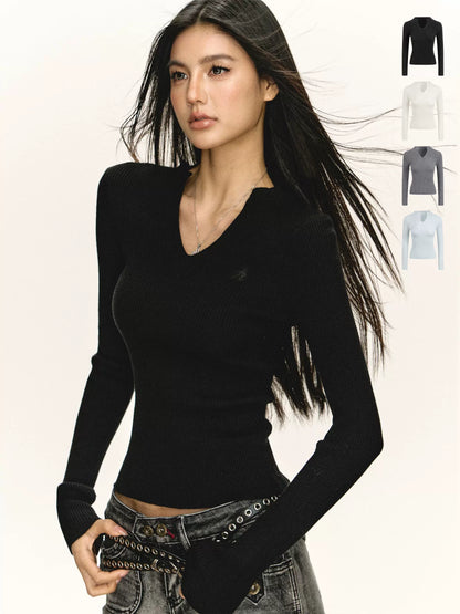 Bianca V Long Sleeve Knitted Sweater