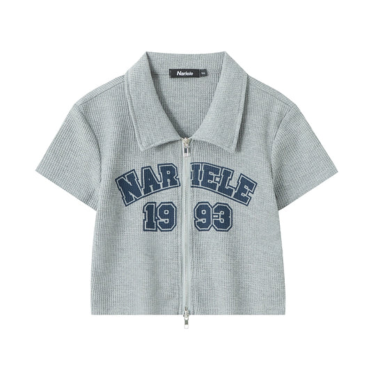 Narele Zip-Up Ribbed Tee