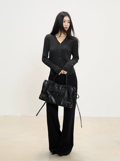 Soraya Ribbed Button Cardigan