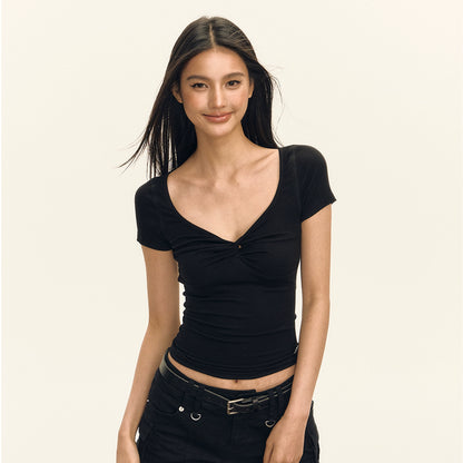 Amy V-Neck Retro Sleeve T-Shirt