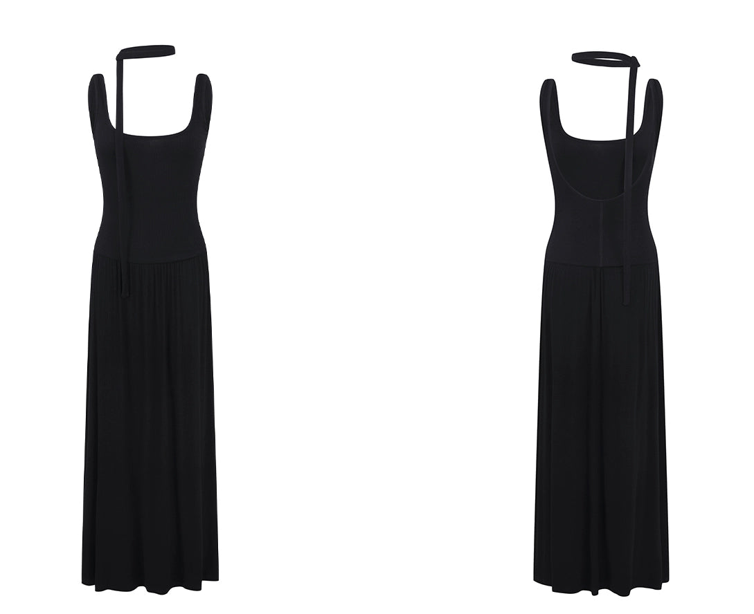 Kayla Retro Halterneck Slip Maxi Dress