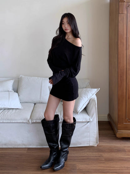 Ava Off-Shoulder Knit Mini Dress