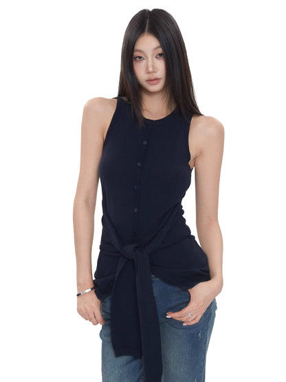 Rhea Front-Tie Sleeveless Top