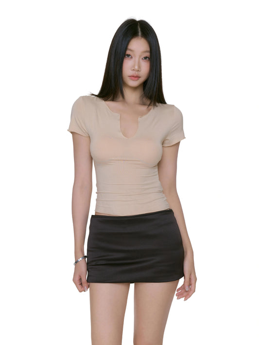 Nia Notch-Neck Fitted Tee