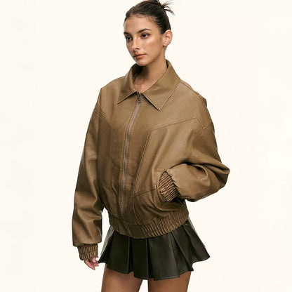 Rhea Tan Oversized Zip Jacket