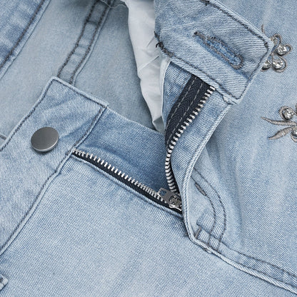 Celeste Butterfly Embroidered Flare Jeans