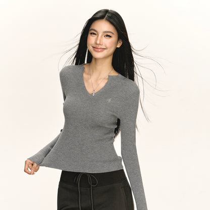 Bianca V Long Sleeve Knitted Sweater