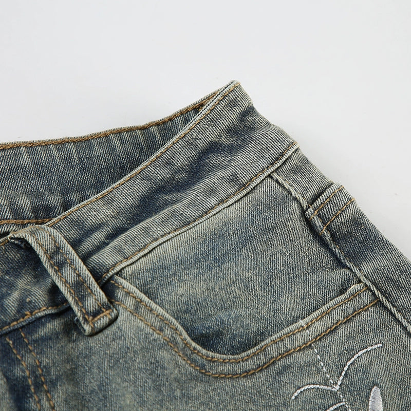 Whisper Bloom Low-Rise Embroidered Flare Jeans