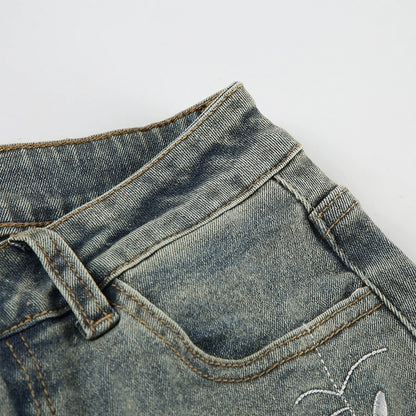 Whisper Bloom Low-Rise Embroidered Flare Jeans