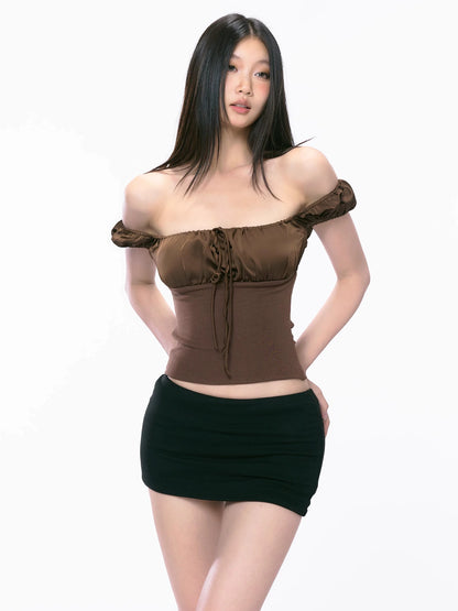 Mira Puff-Sleeve Drawstring Top