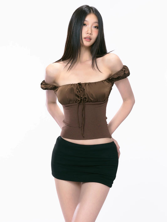 Mira Puff-Sleeve Drawstring Top