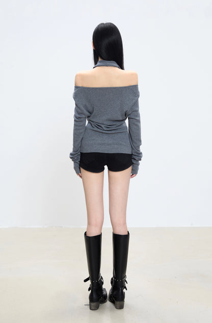 Lina Drape Off-Shoulder Knit Top
