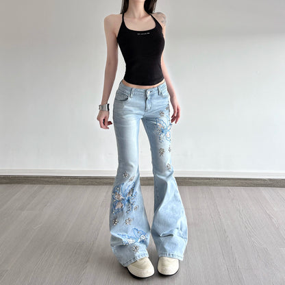 Celeste Butterfly Embroidered Flare Jeans