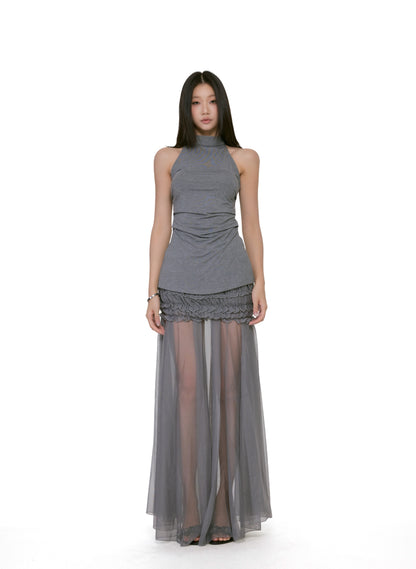 Elira Sheer Ruched Maxi Dress