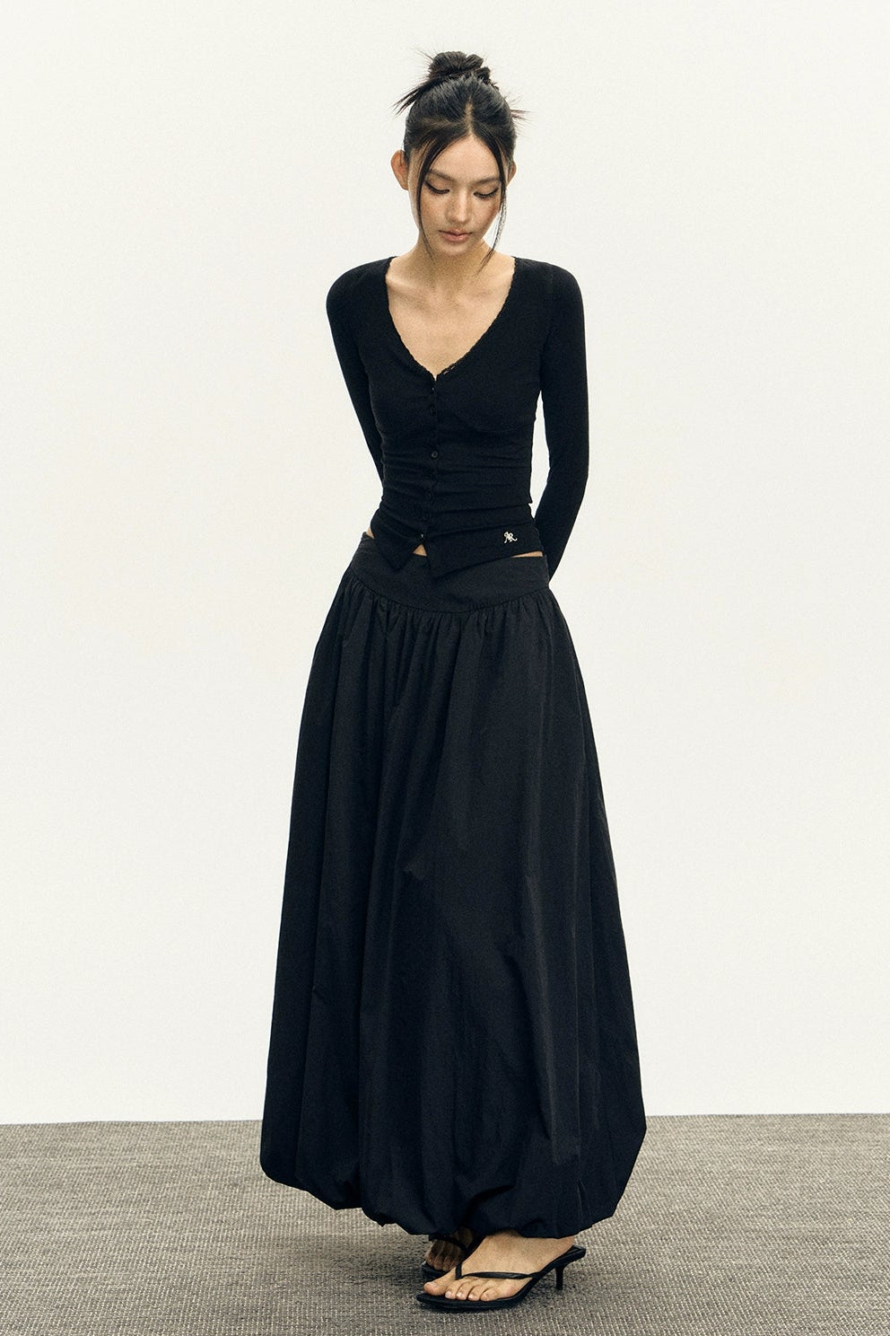 Side Puff Knitted Cardigan