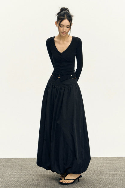 Side Puff Knitted Cardigan