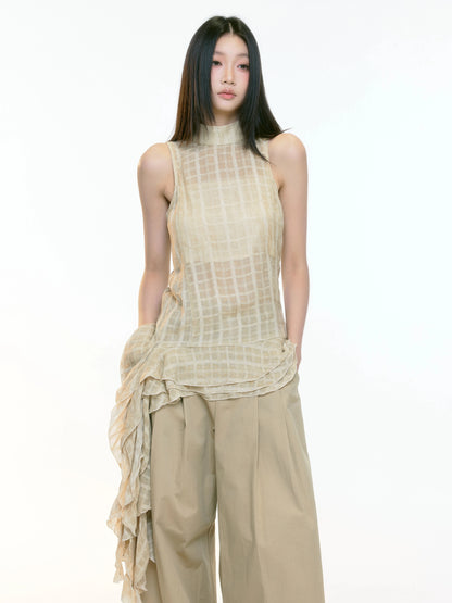 Aria Textured Asymmetrical Drape Top