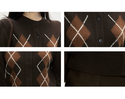 Argyle Knit Cardigan