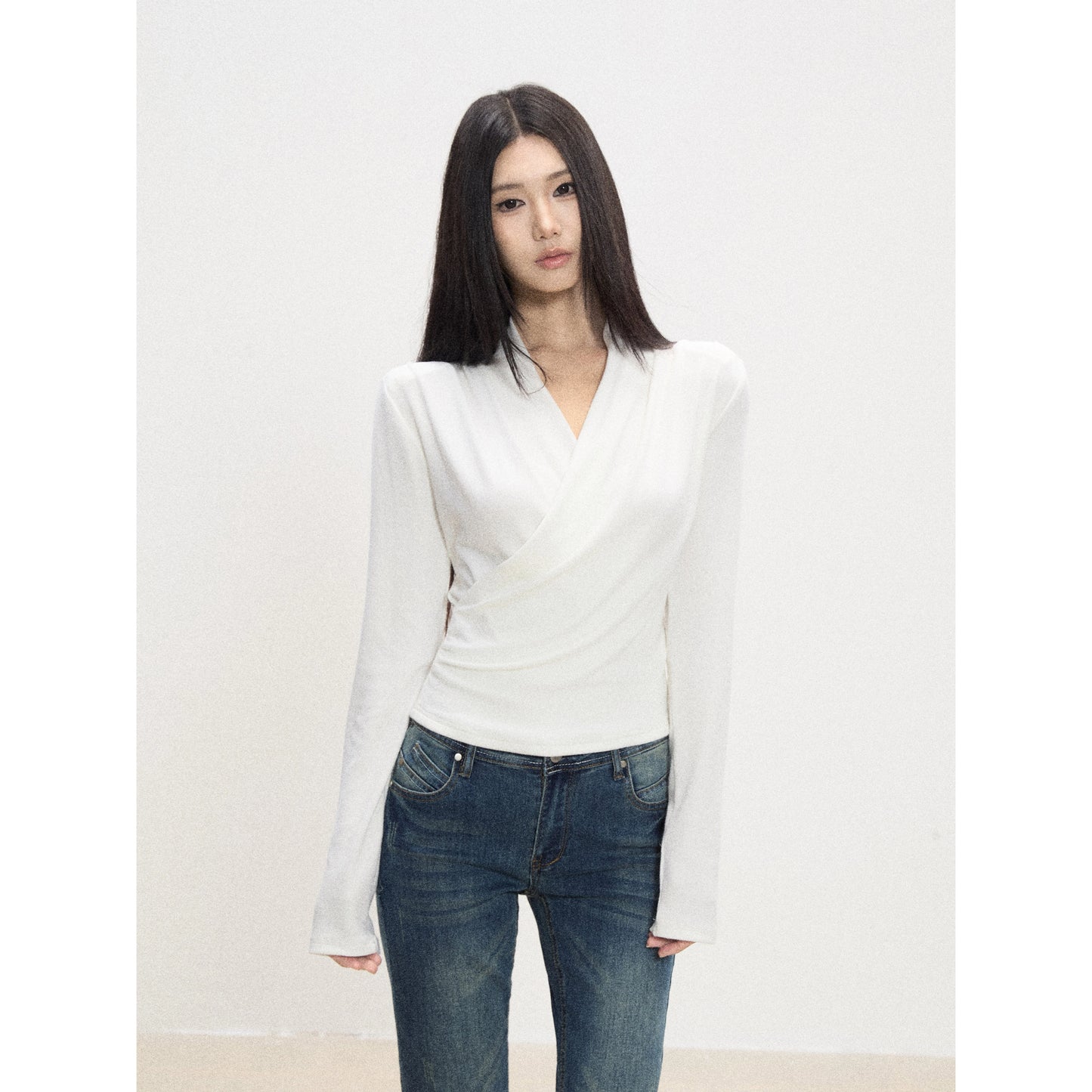 Mina Wrap Front Knit Top