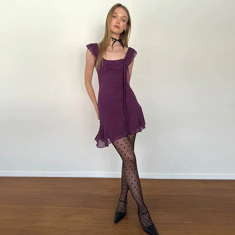 Elowen Ruffle Bow Mini Dress