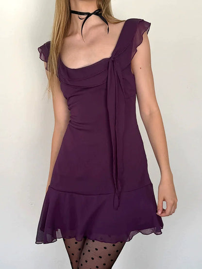 Elowen Ruffle Bow Mini Dress