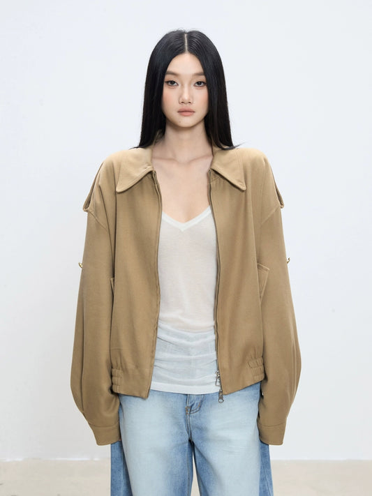 Alessia Relaxed Collar Zip-Up Jacket