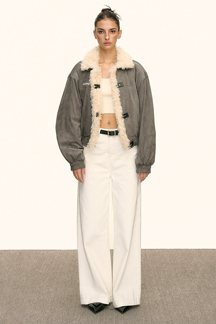 Marlo Shearling Trim Bomber Jacket