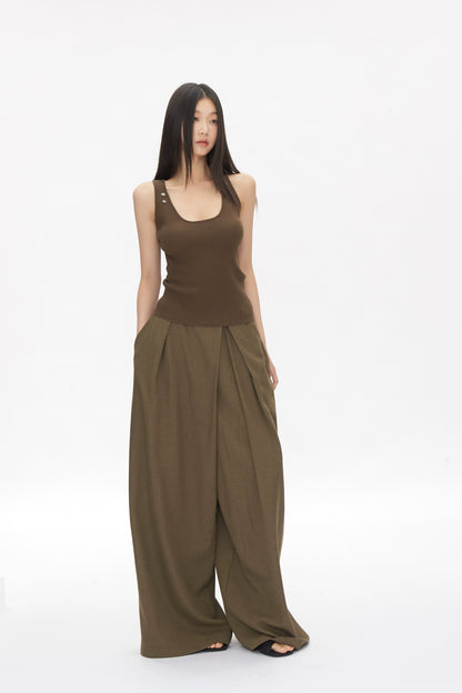 Kael Ribbed Button Tank