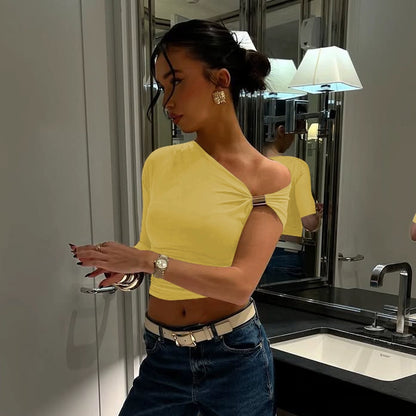 Asymmetric Ring One-Shoulder Top