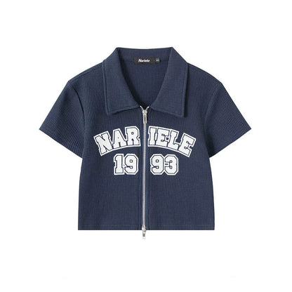 Narele Zip-Up Ribbed Tee