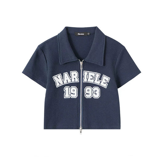 Narele Zip-Up Ribbed Tee
