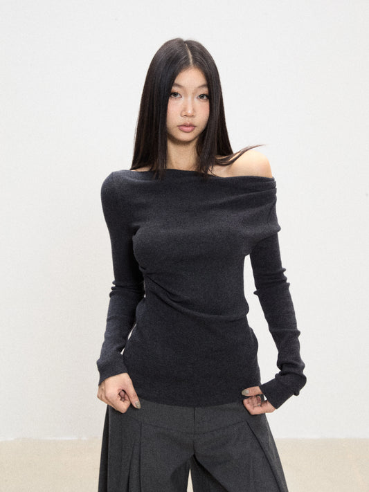 Elara Off-Shoulder Slim Knit Top
